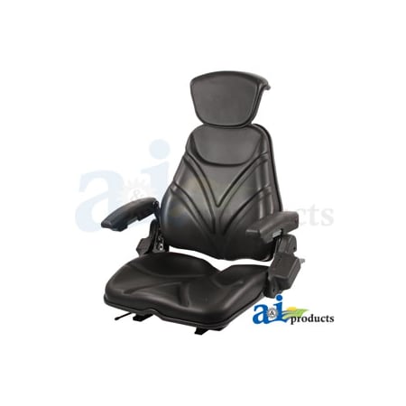 A & I Products Seat, F20 Series, Slide Track / Armrest / Headrest / Black Vinyl 22" x22" x14" A-F20ST105